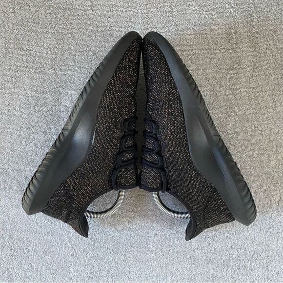 Adidas Mens 6.5 Womens 7.5 Tubular Running Shoes AC8424 Shadow Black Gold - Picture 5 of 7